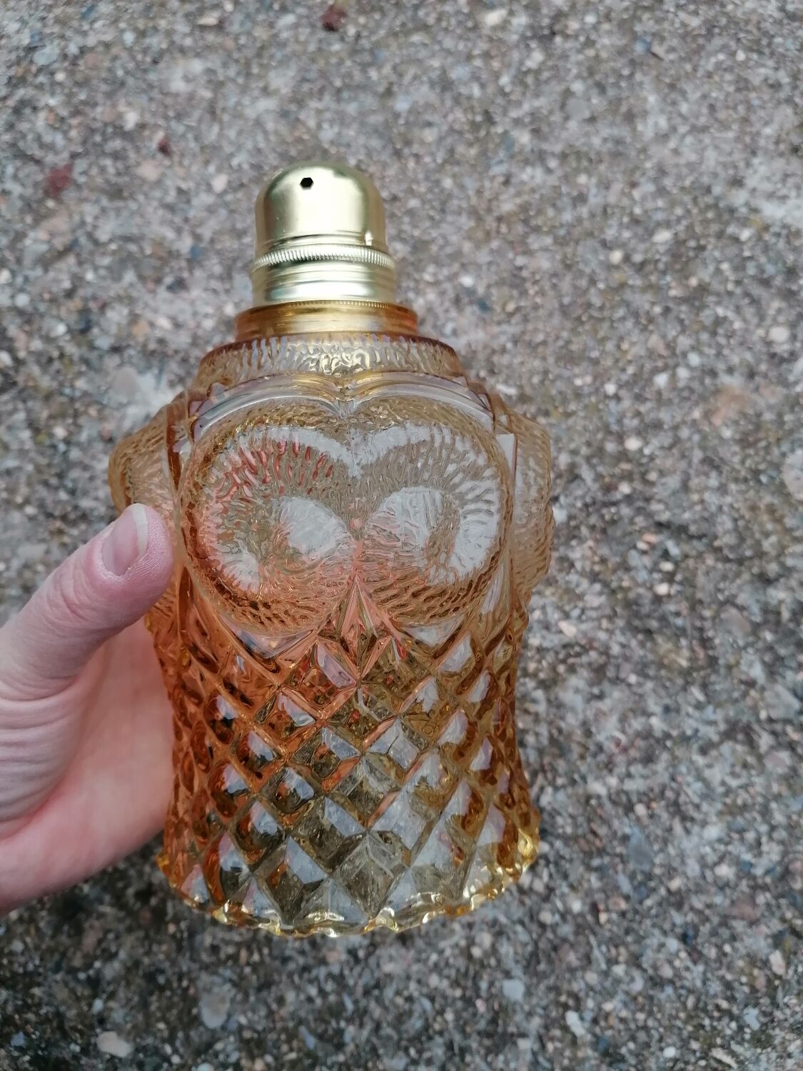 Vintage molded globe pendant lamp in yellow glass