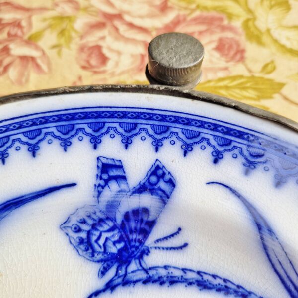 Assiette chauffante antique en ceramique et metal james dixon and sons shef