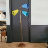 1950s three-light floor lamp with coloured shades