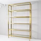Hollywood Recency Brass and Crystal Shelving, France 70s