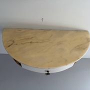 Floating wall console with drawer, brass body and marble top, 1960s, Italy