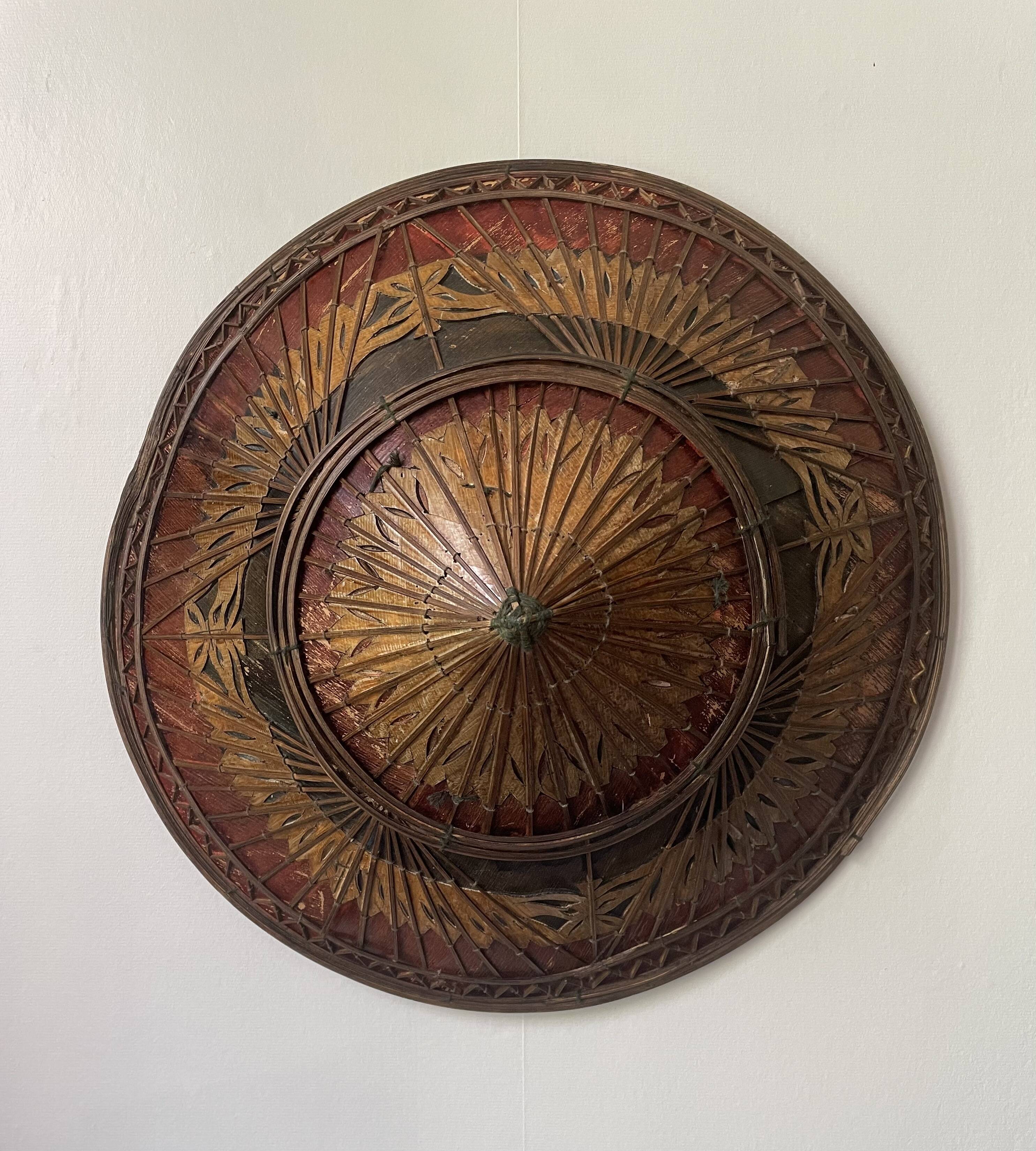 Asian straw and rattan hat