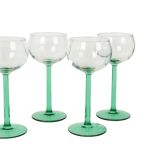 Set of 6 Vintage Luminarc Alsace Wine Glasses Narrow Green Base