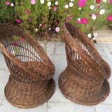 Wicker basket armchairs