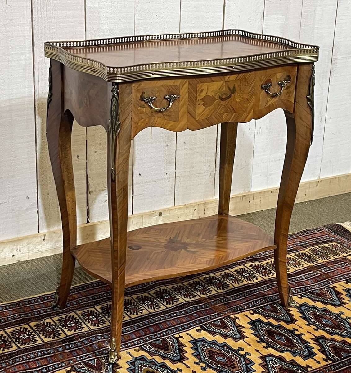 1970s Louis XV style side table in rosewood and beech.