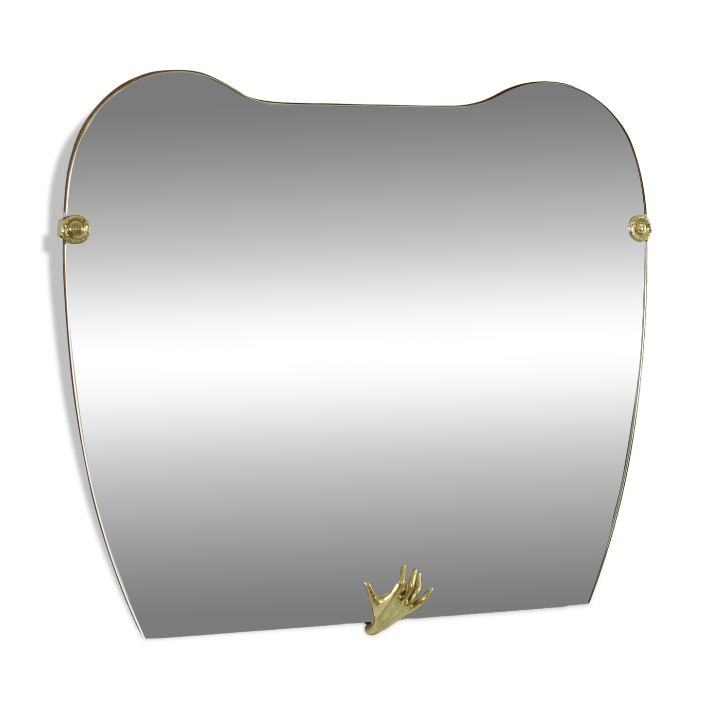 Scultpural Brass Hand Mid-Century Wall Mirror, Italy, 1950s