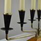 Brass, Black Painted Metal and Teak Candelabra by Gunnar Ander for Ystad-Metall, Sweden, 1960s