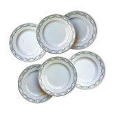 Set of 6 flat plates Saint Amand Blue white red Iron Earth