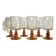 6 amber stemmed glasses