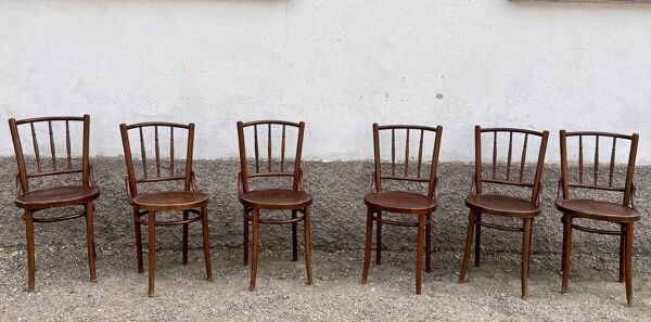 Série de 6 chaises bistrot troquet parisien 1950