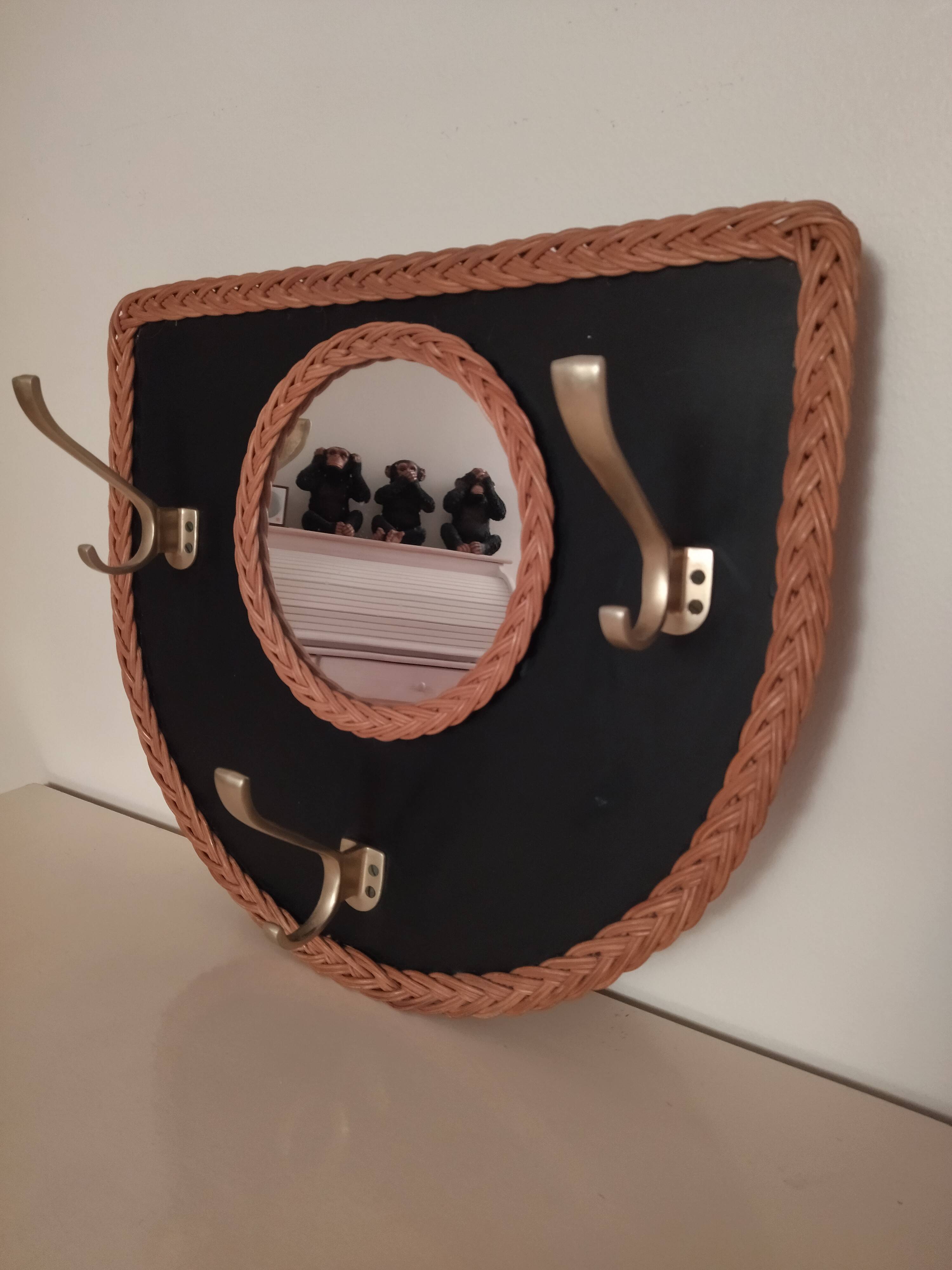 Porte manteau miroir osier