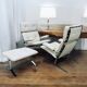 Pair of Armchairs and Ottoman, "Joker" Model, Large Leather Model