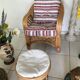 Canning rattan chair and vintage foot rests
