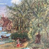 Landscape of houses by the lake