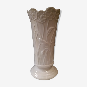 White vase with embossed flowers