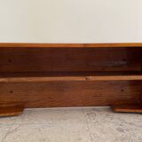 Vintage solid oak geometric wall shelf