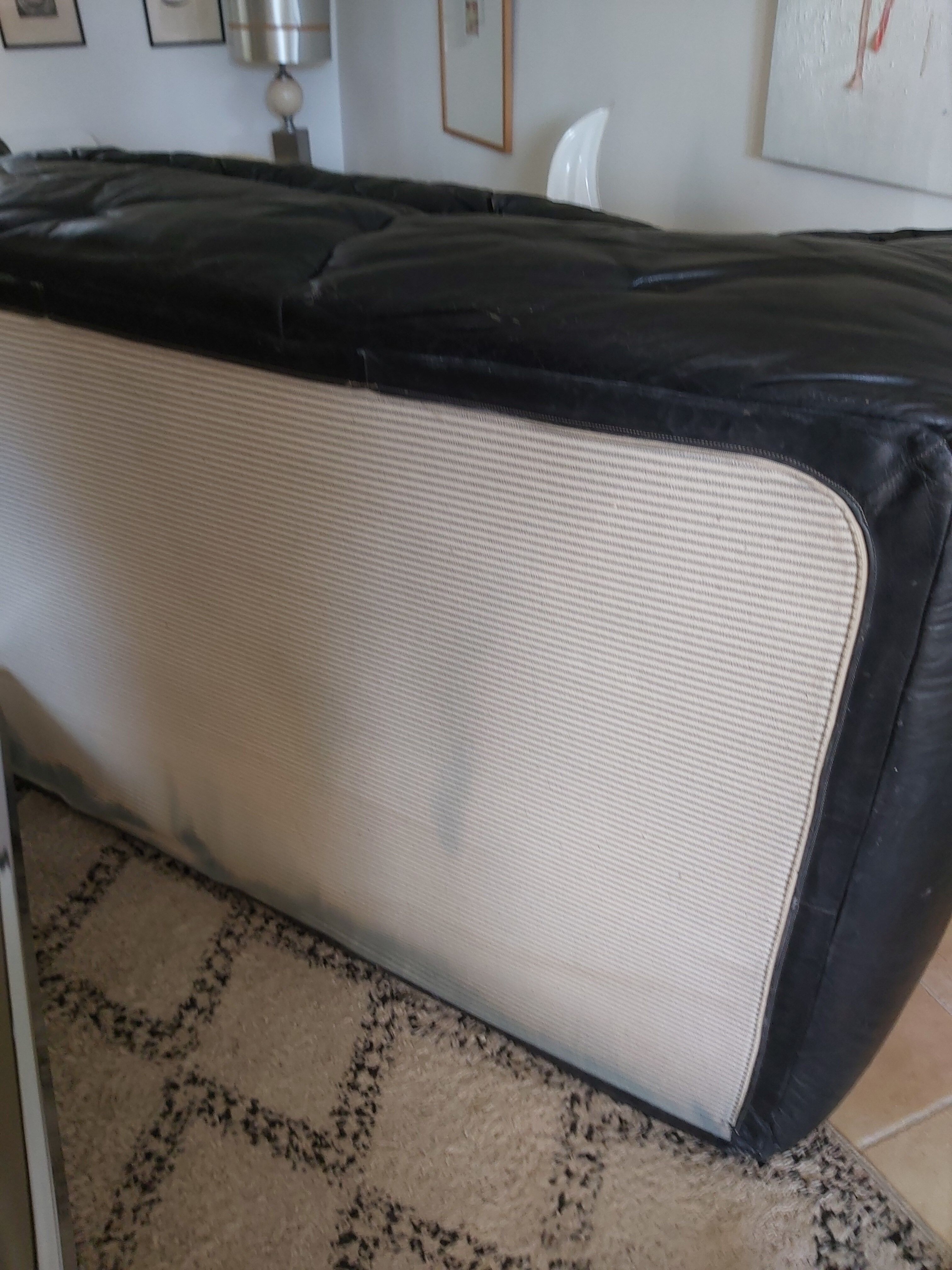 80s black leather Sloop Sloop Line Sofa