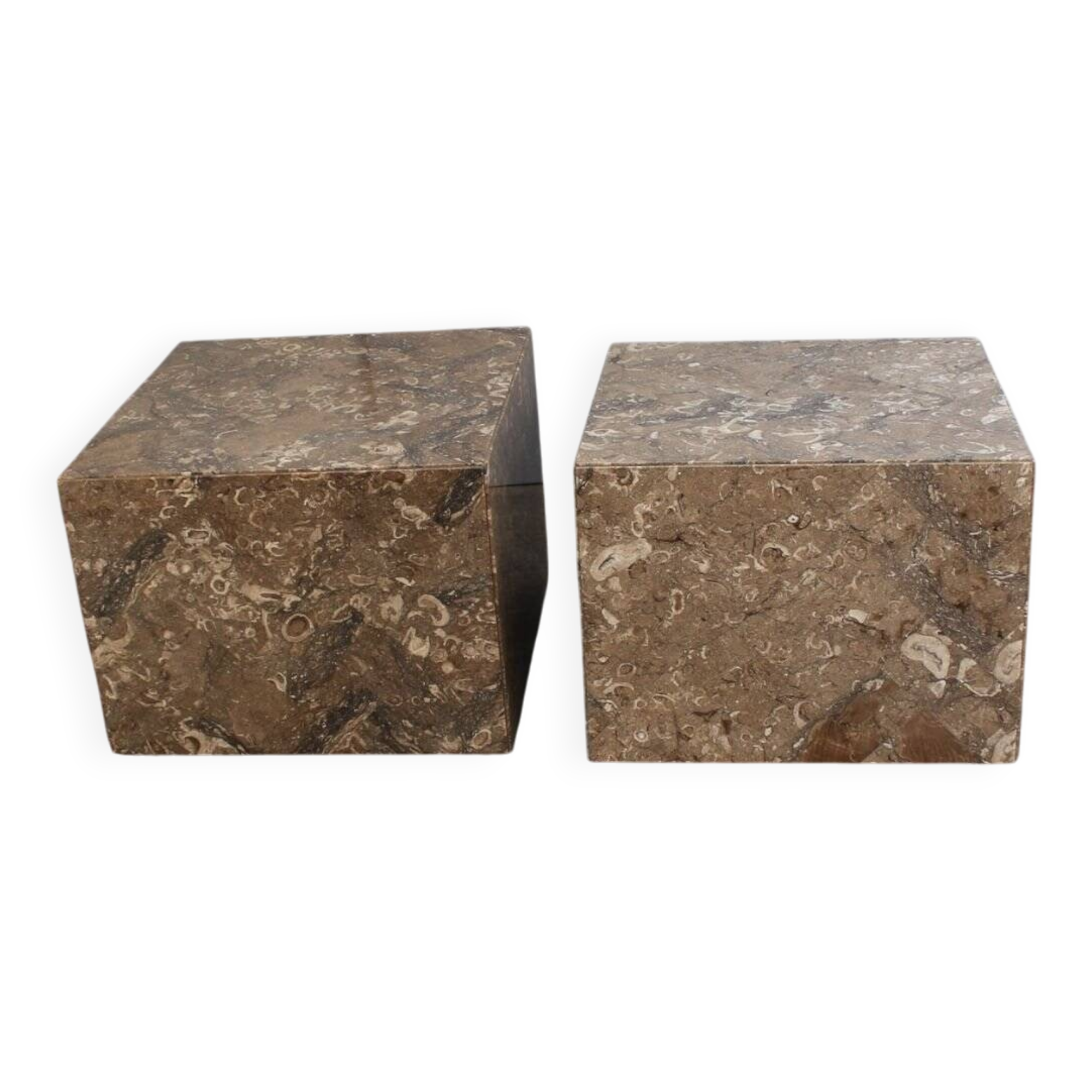 Side Tables with Wheels in Marble by Bufalini Marmi, Italy, 1970s, Set of 2