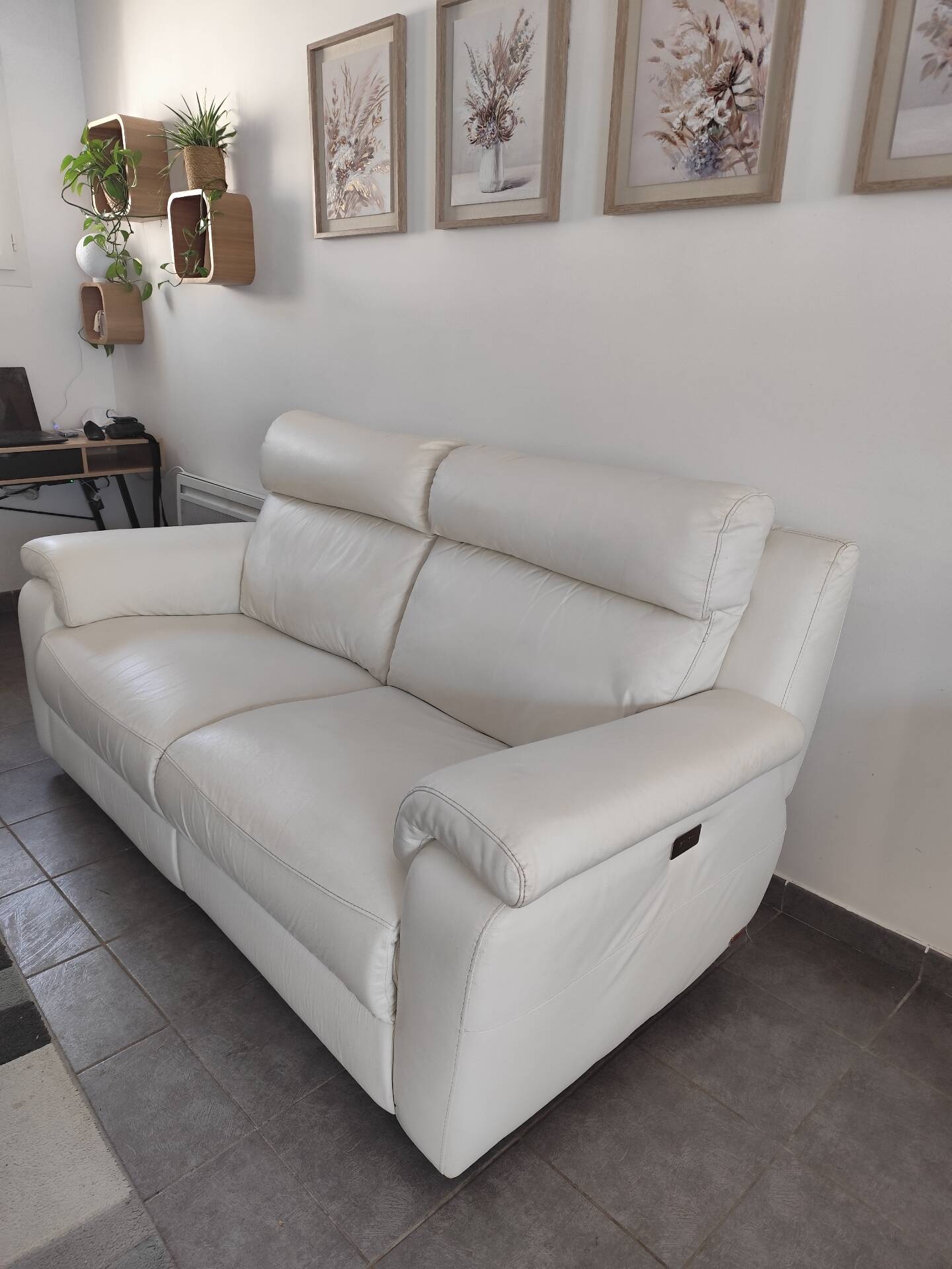 Canapé cuir blanc