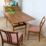 Chaise teck vintage velour rose danemark