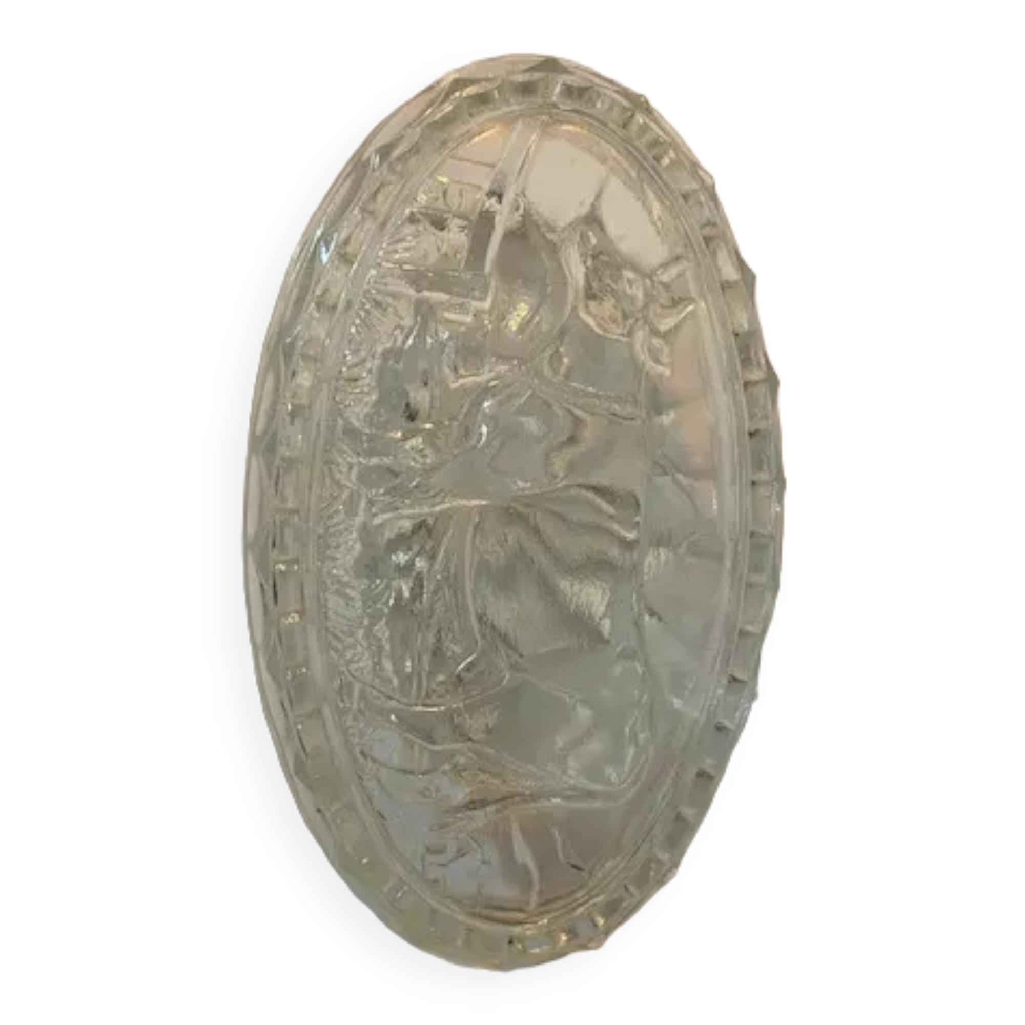 Chiseled glass butter tray