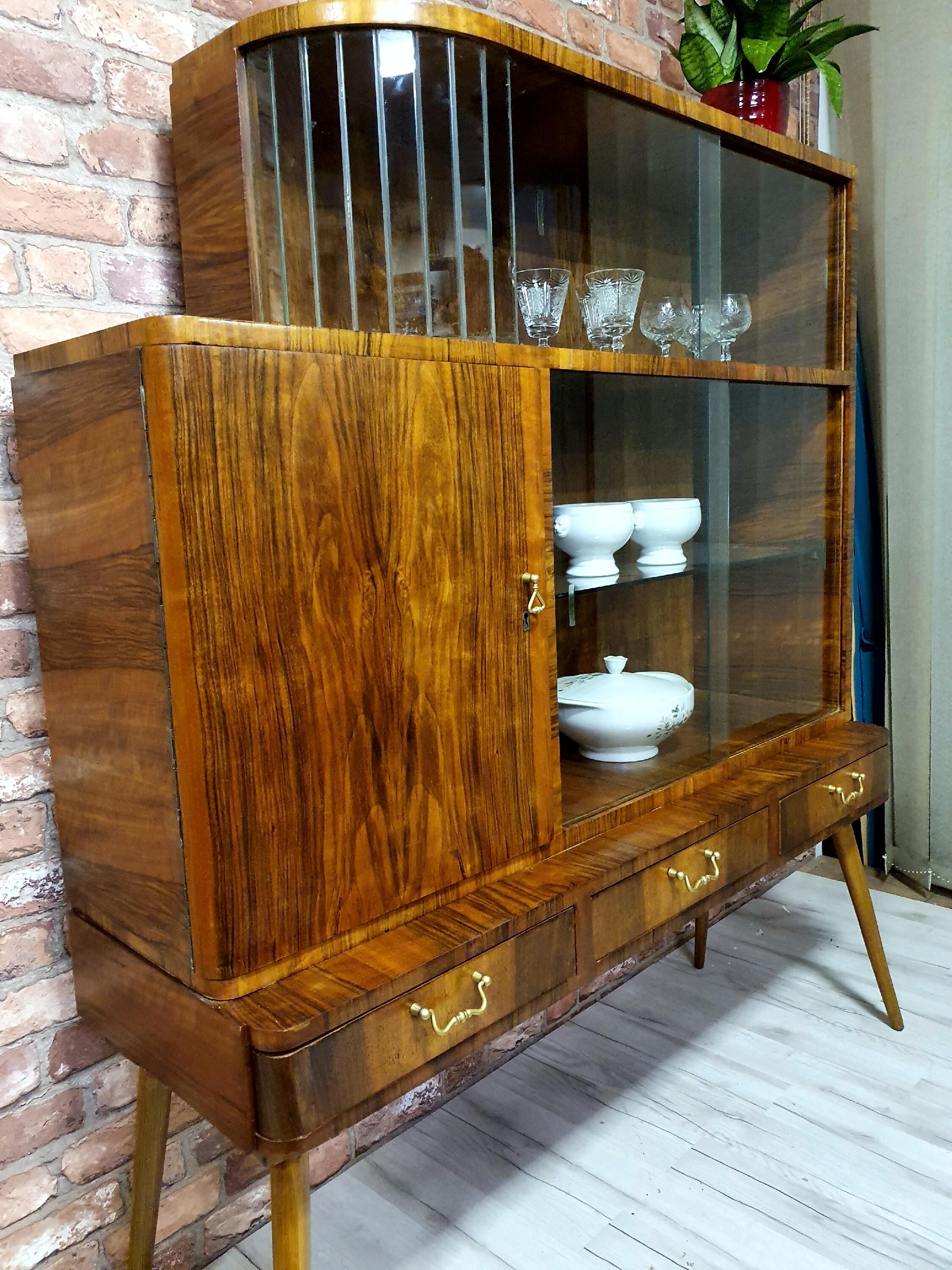 Unique art deco cabinet with drawers. Poland 1950s