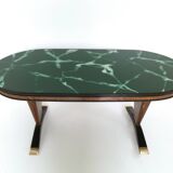 Table à manger ovale en bois avec plateau effet marbre vert, Italie