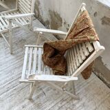 4 white wooden garden chairs