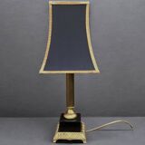 Vintage table lamp in gold brass and black marble
