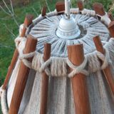 Vintage wood and wool pendant lamp