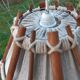 Vintage wood and wool pendant lamp