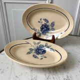 Duo of blue flower raviers Saint-Amand 30s-40s
