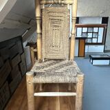 6 wooden and rope chairs attributed to Adrien Audoux & Frida Minet