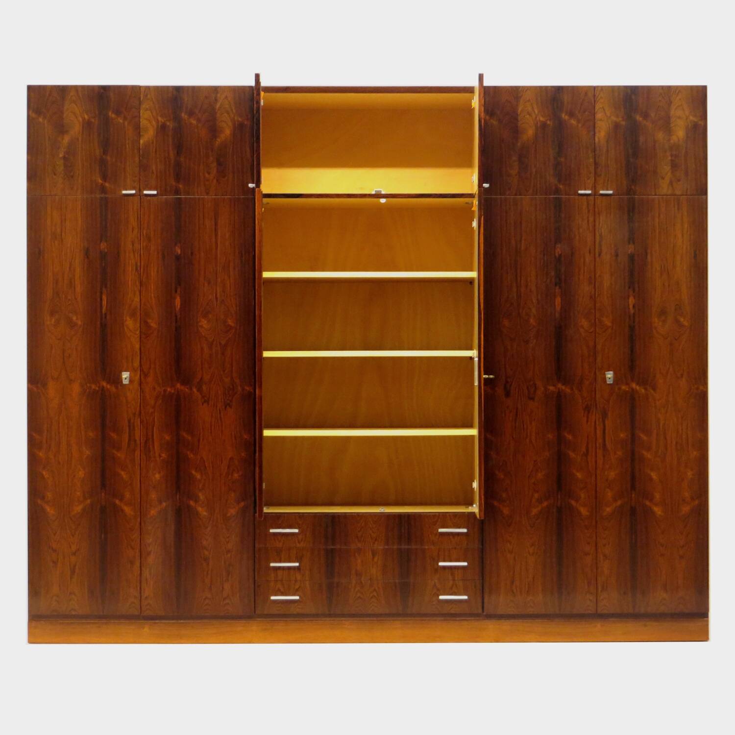 Large vintage mid century modern XL wardrobe with drawers in rosewood 1960s