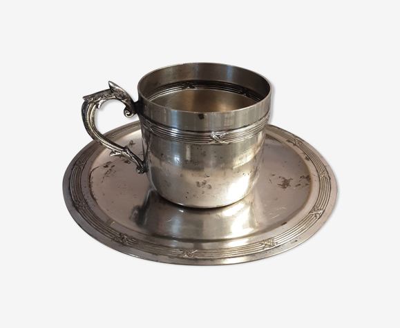 Tasse et soucoupe anciennes - plaqué argent