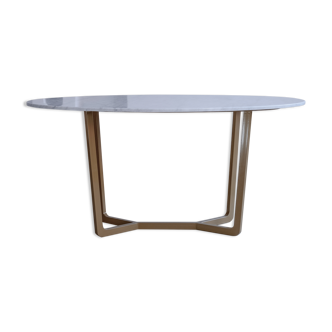 Oval dining table in white marble Ibiza