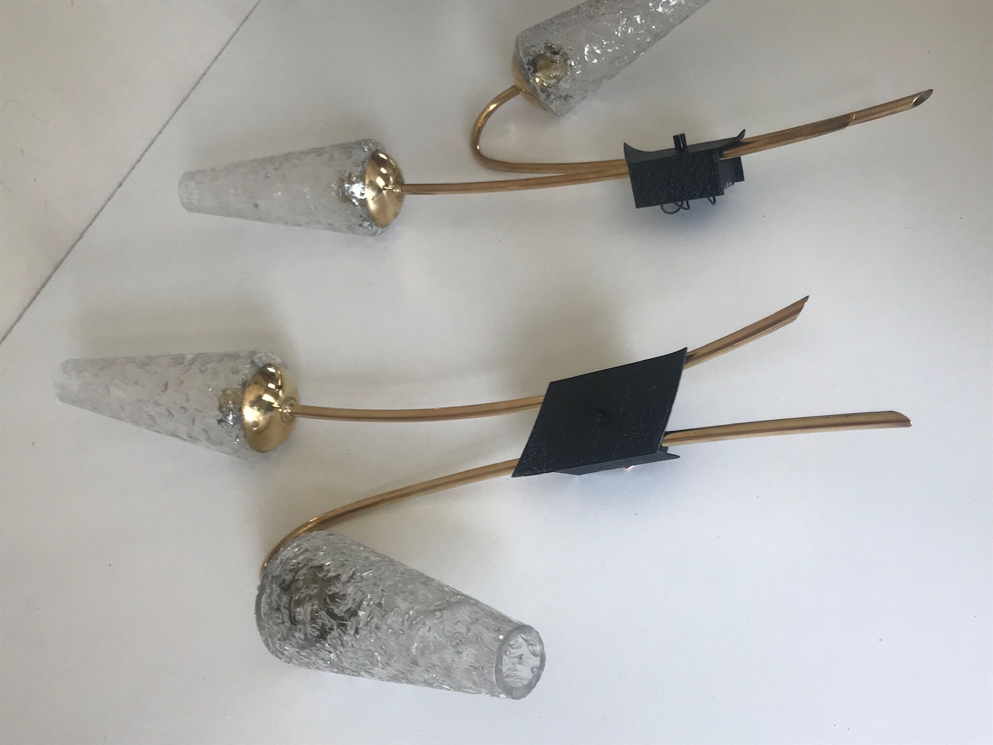 Pair of vintage brass double wall light design 60 years