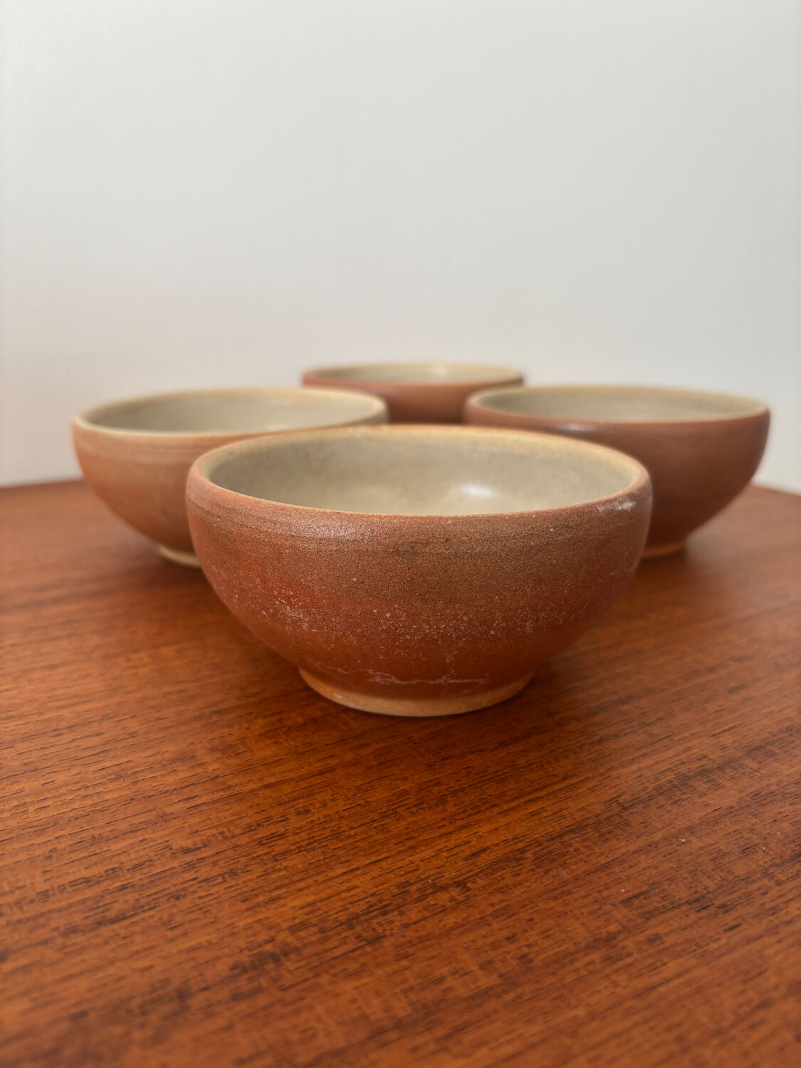 Set of 4 vintage stoneware bowls – terracotta tones – natural raw spirit