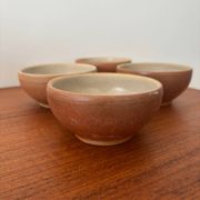 Set of 4 vintage stoneware bowls – terracotta tones – natural raw spirit