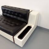 Vintage sofa bed bench with integrated lighting, Italian design Beka Tortuga, in skai, fiber