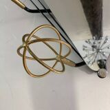Astrobale 1960 wall mirror coat rack with 6 gold metal hooks