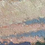 Oil painting representing a village signed and dated 1921