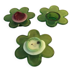 bougeoirs en verre vintage