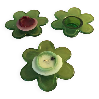 Bougeoirs en verre vintage