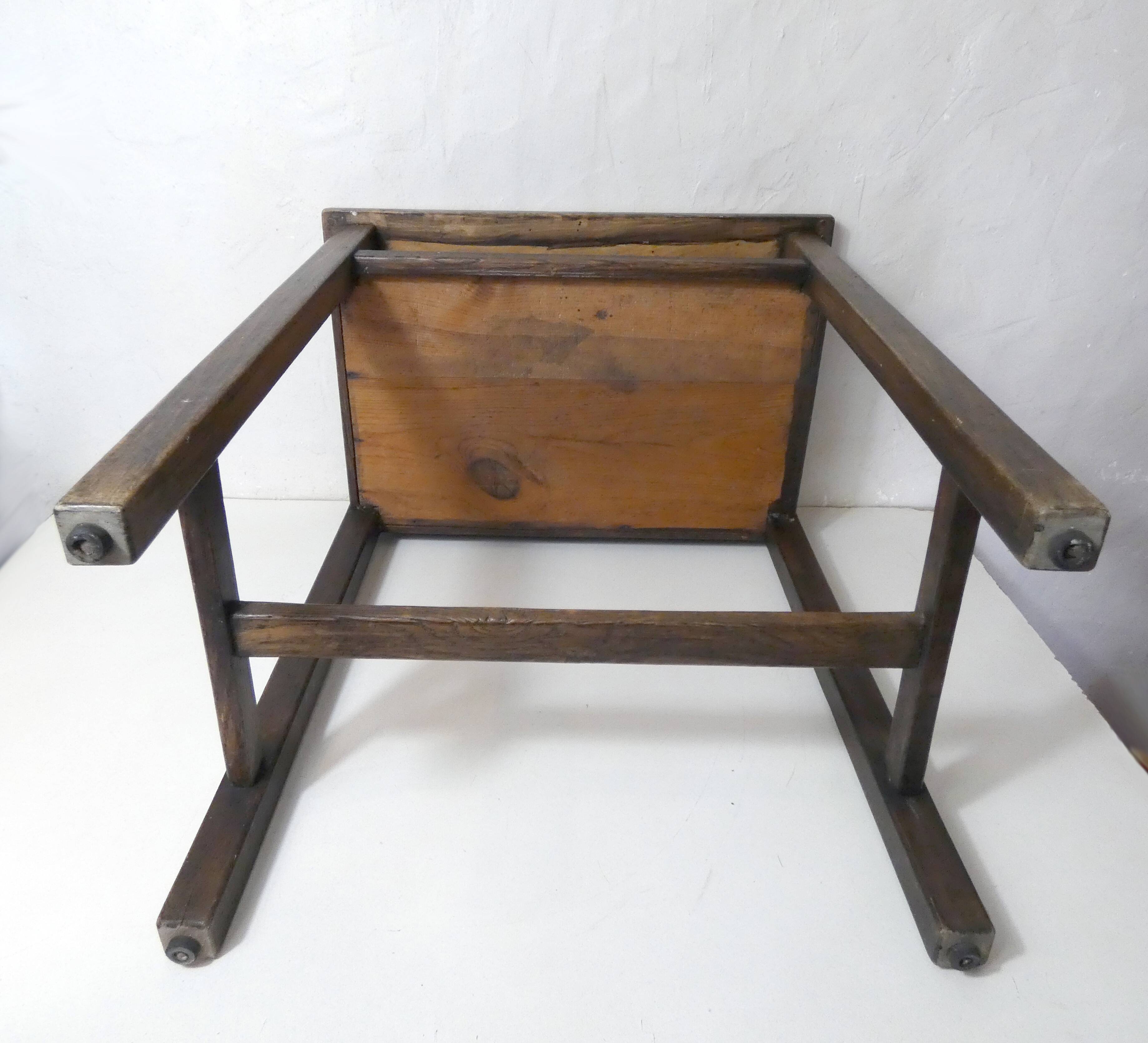Old children's desk + vintage porcelain inkwell