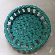 Woven ceramic fruit bowl from the 1950s