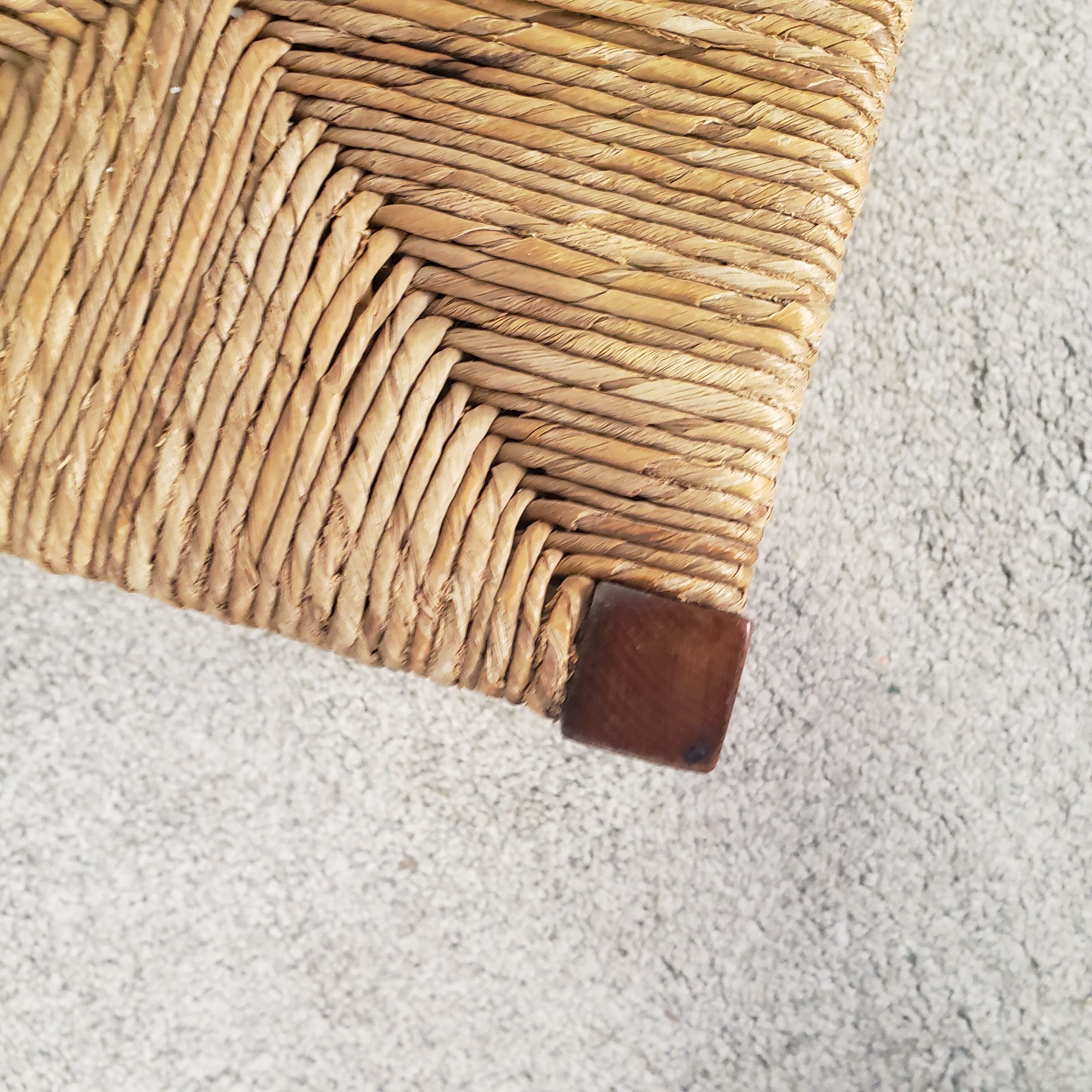 Wooden and straw stool