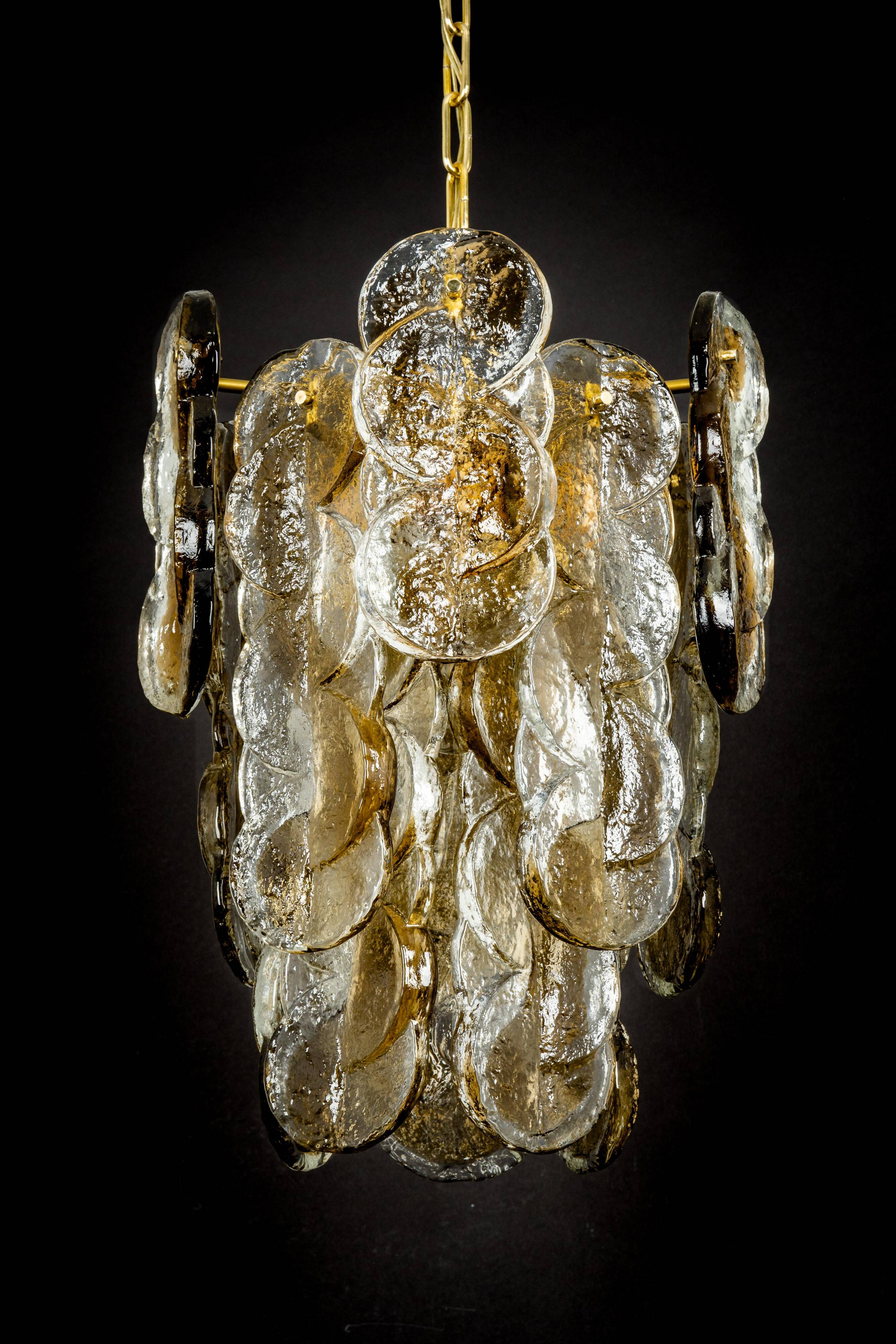 Smoked glass suspension by Murano, Kalmar, Austria, 1970s