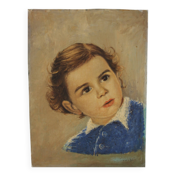 Portrait d’enfant, peinture à l’huile
