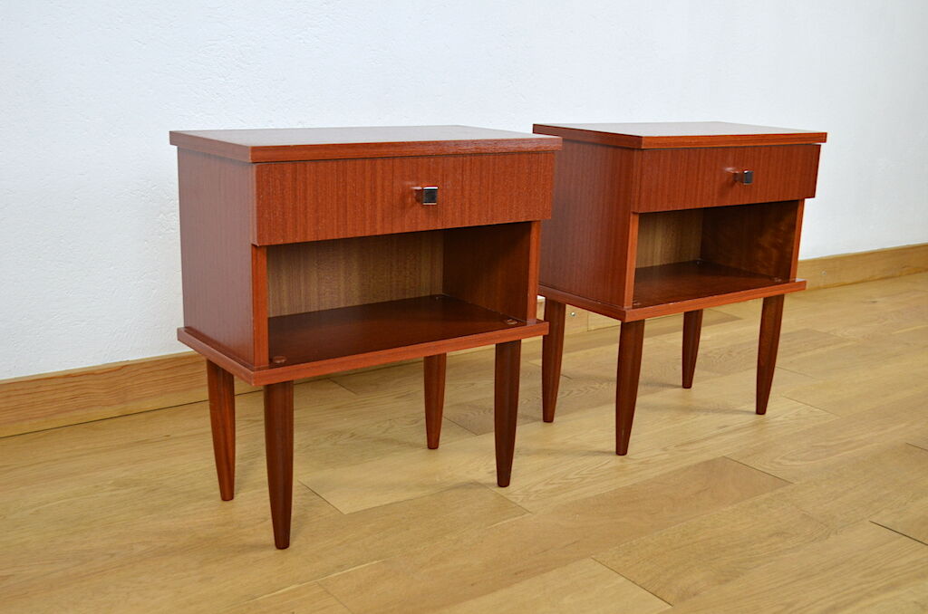 Pair of vintage bedsides in merisier 1960